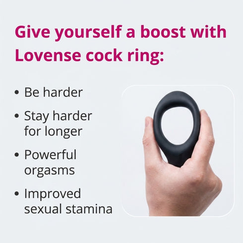 Anillo vibrador en forma de C Lovense Diamo, controlado mediante aplicación, negro