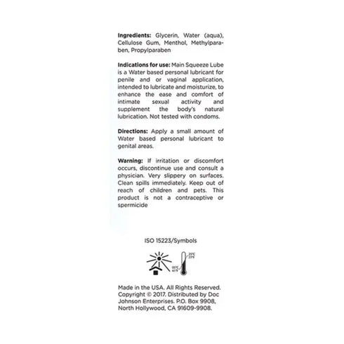 Lubricante a base de agua refrescante y hormigueante Main Squeeze 100 ml