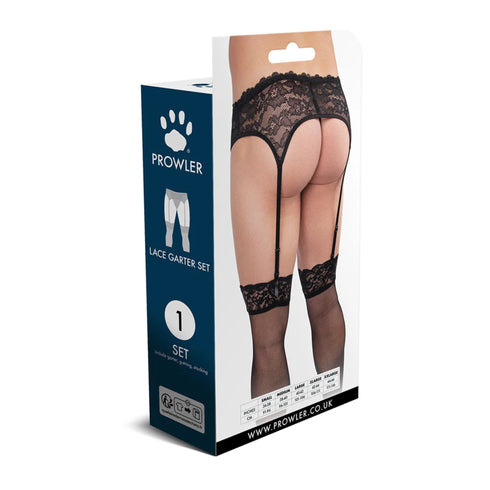 Conjunto de liguero de encaje Prowler negro L