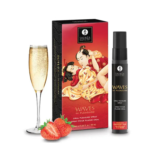 Shunga Olas de Placer Spray de Placer Oral Vino de Fresa Espumoso 0.66 fl oz