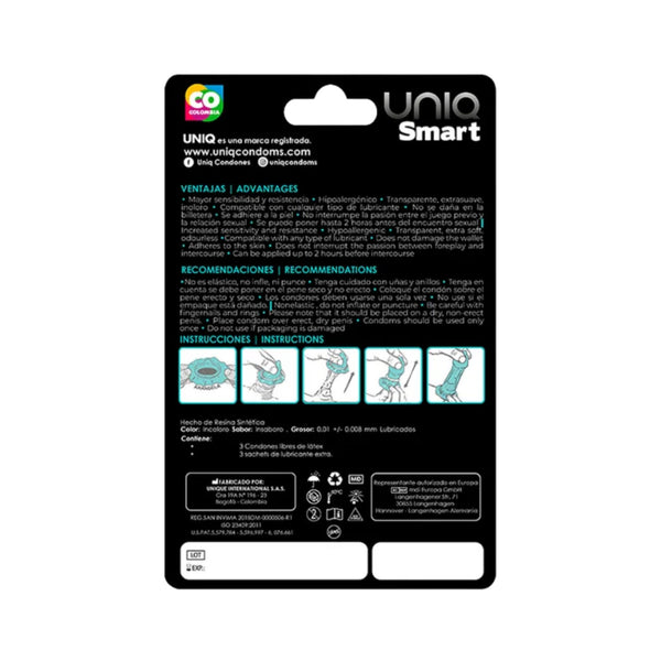 Preservativos Uniq Smart Paquete de 3