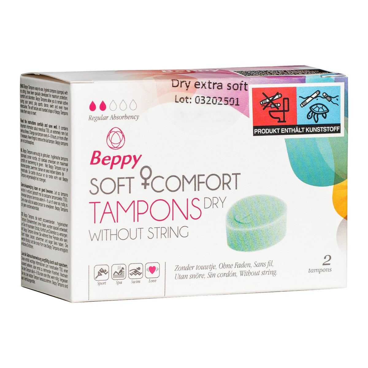 Beppy Soft Comfort Tampons Dry box front Imagen principal del producto