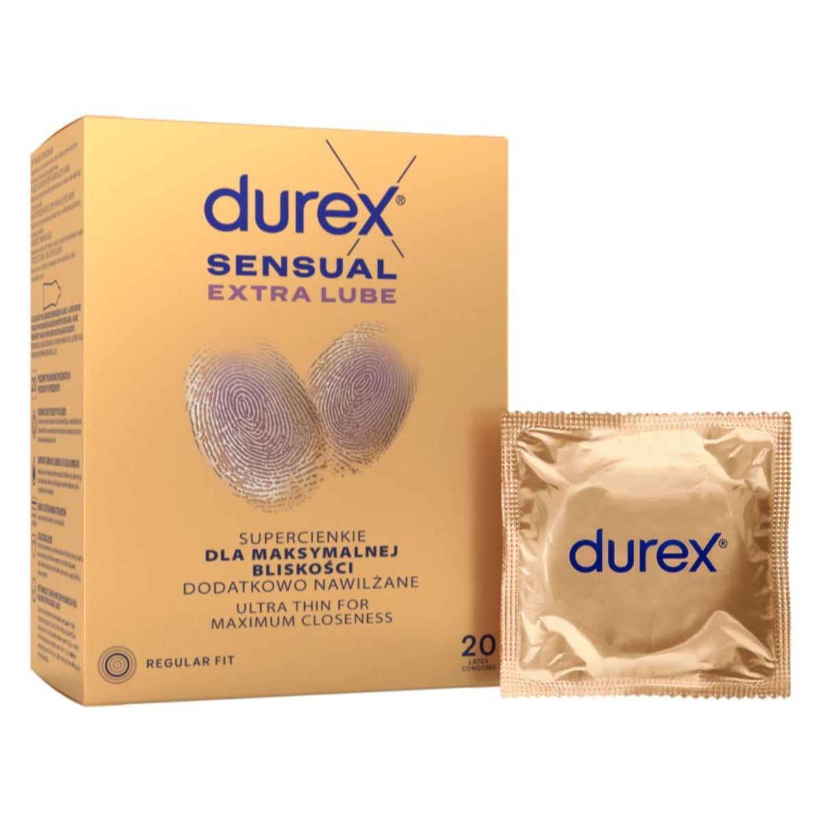 Durex Sensual EXTRA LUBE Box 20 | WorldCondoms Imagen principal del producto