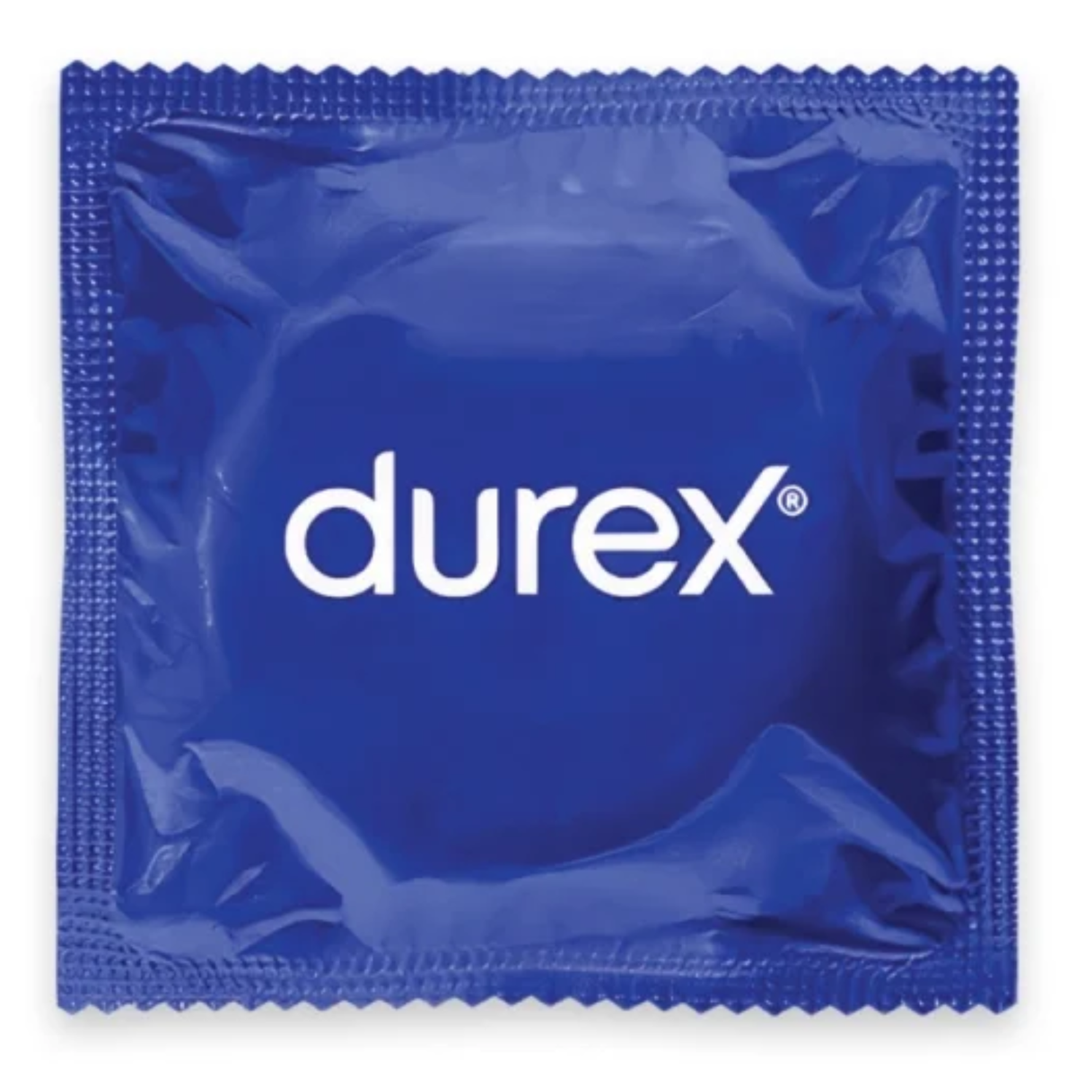 An image of an individually wrapped Durex Basic condom in a white background.