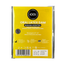 Front view of a single-pack bright yellow EXS Banana Scented Oral Latex Dam in clear plastic packaging, featuring white product text, dimensions (10" x 6"), safety icons, and a barcode at the bottom.