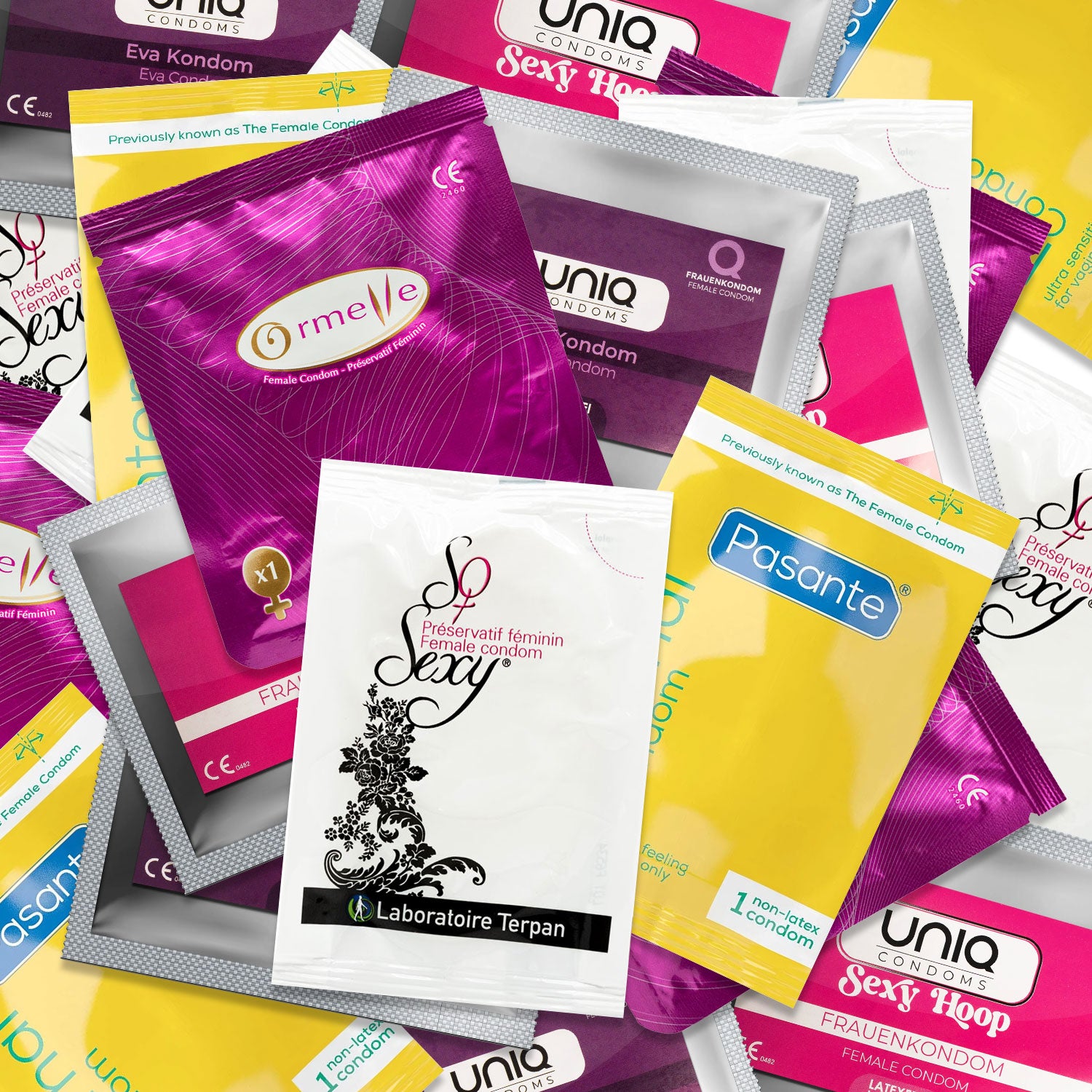 Paquete de muestra de condones femeninos Imagen secundaria del producto