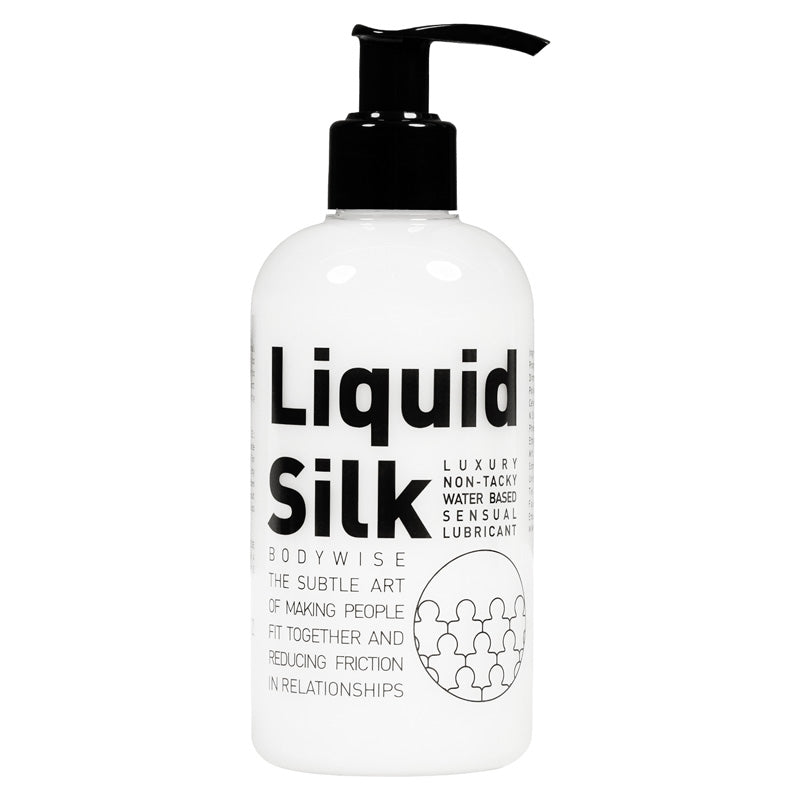 Liquid Silk Bodywise the subtle art of making people fit together and reducing friction in relationships. Luxury non-tacky water-based sensual lubricant.
