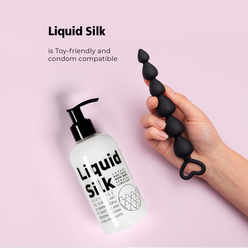 Liquid Silk Bodywise the subtle art of making people fit together and reducing friction in relationships. Luxury non-tacky water-based sensual lubricant.