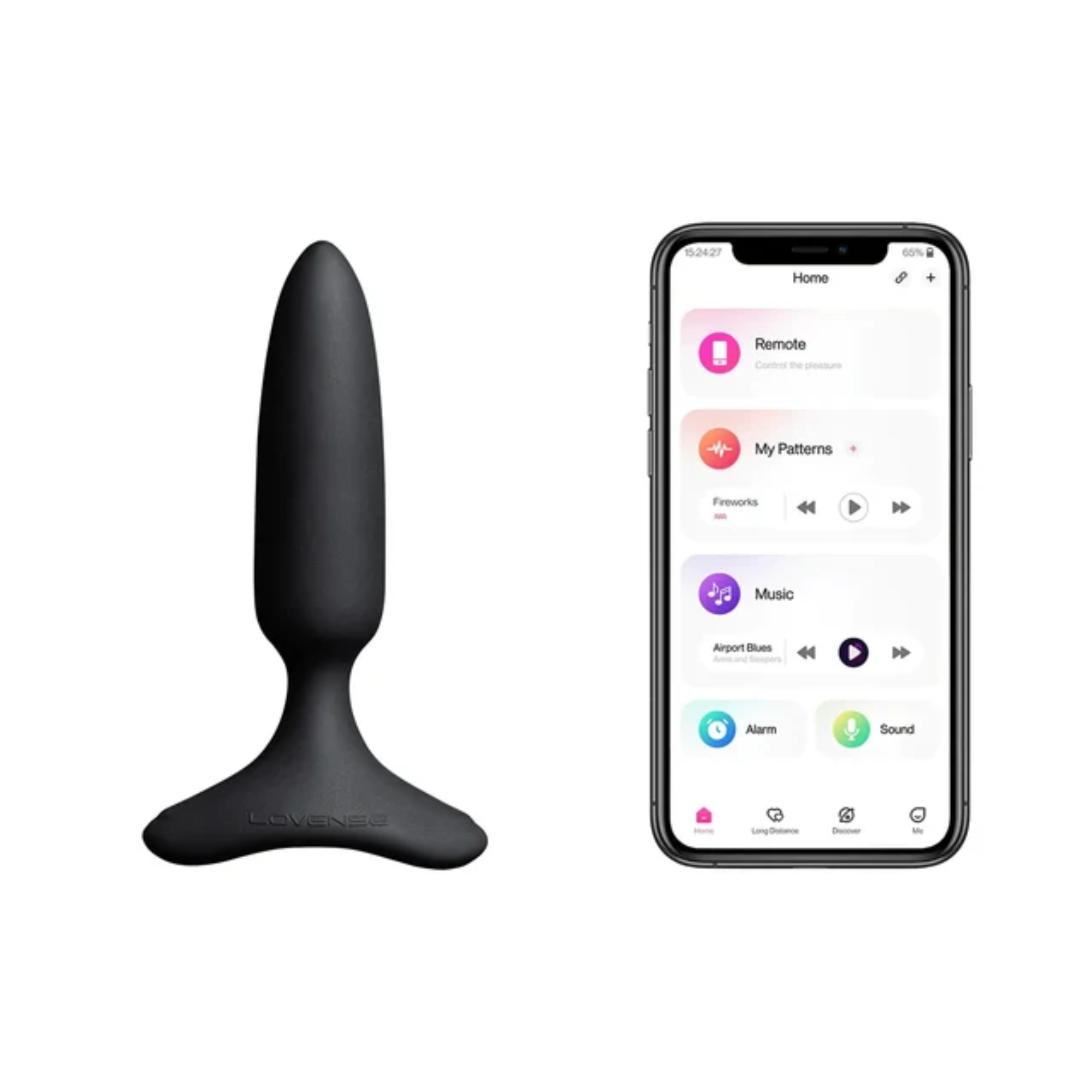 Tapón anal Lovense Hush 2 negro de 1" con control remoto mediante app Imagen secundaria del producto
