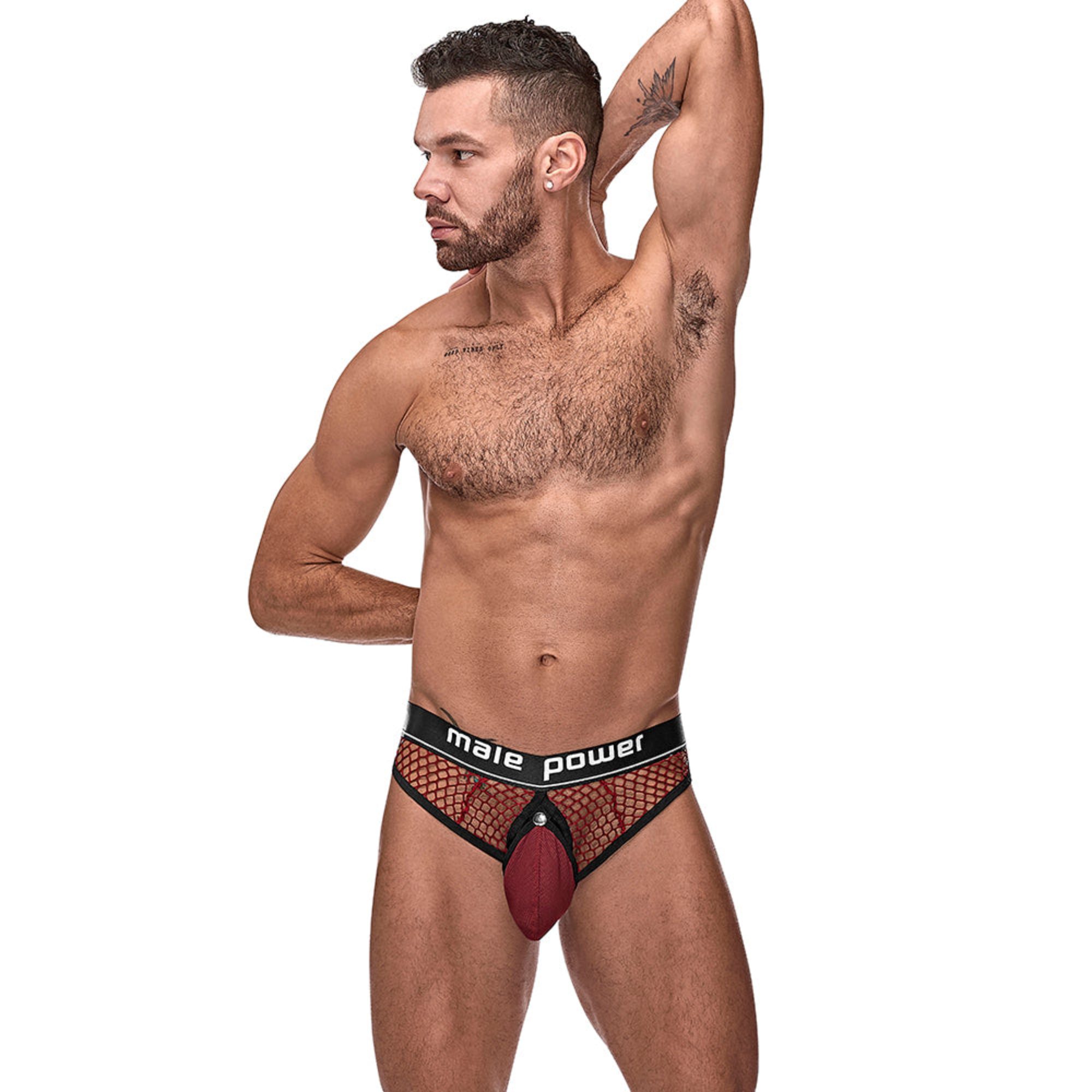 Tanga y anillo en C The Ultimate Duo de Male Power, burdeos, L/XL Imagen secundaria del producto