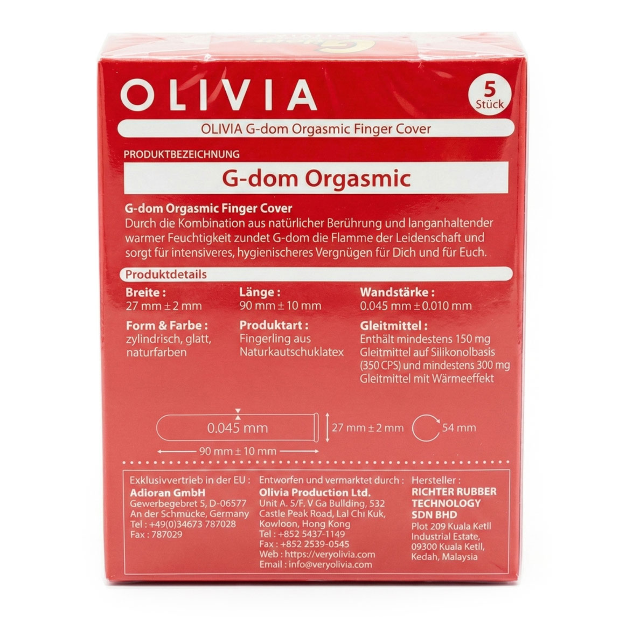 Funda para dedo orgásmica G-Dom de Olivia, Paquete de 5 Imagen secundaria del producto