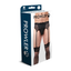 Front packaging perspective view of the Prowler Male Lace Garter Set box showing a male model wearing the black lace garter belt, g-string thong, and sheer stockings, with a size "L" badge on top.