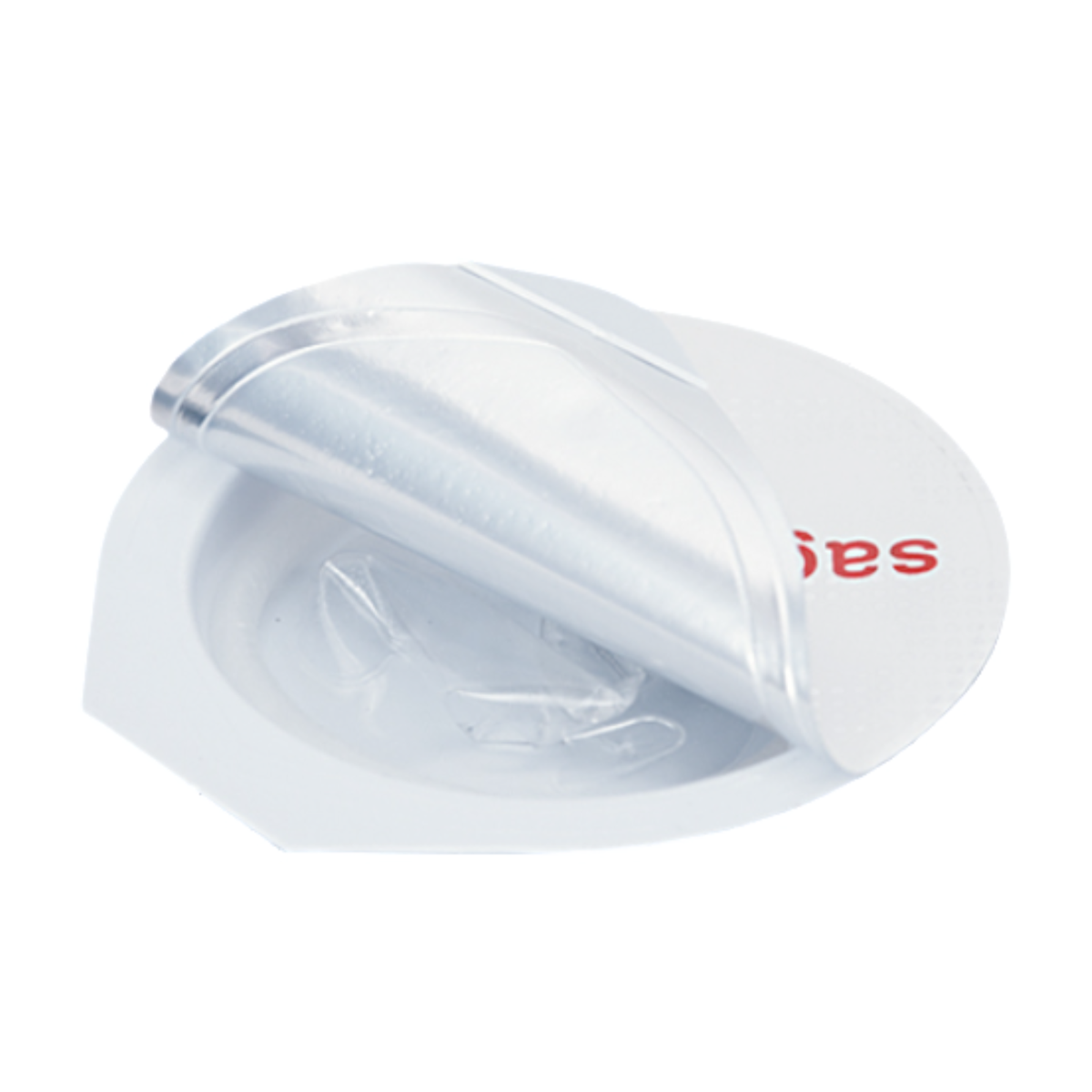 An image of partially opened Sagami Original 002 individual condom in a white background.