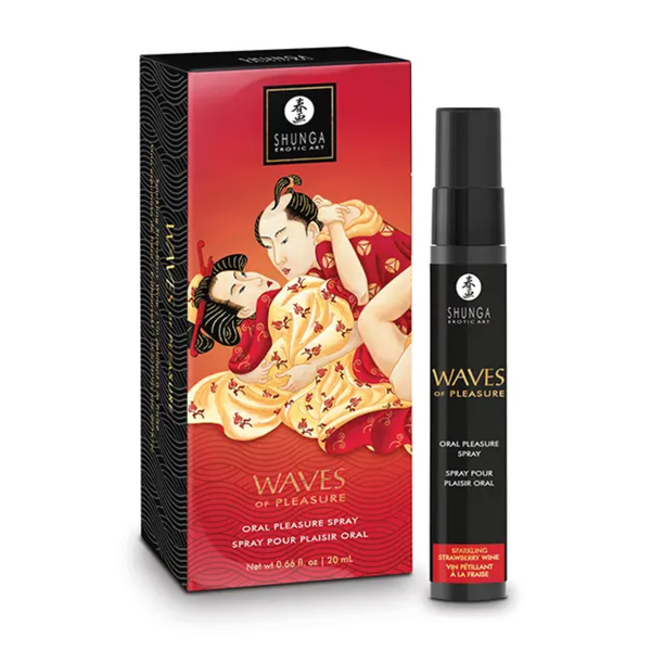 Direct studio shot of the 20 ml (0.66 fl oz) black spray bottle standing next to its red Japanese-inspired artistic packaging box.