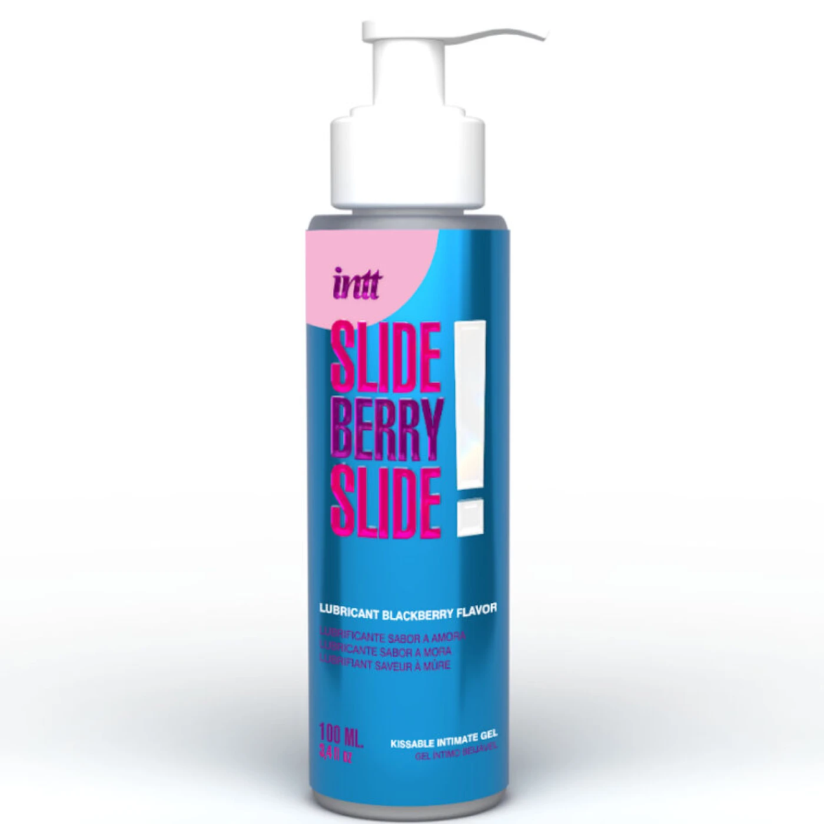 intt Slide Berry Slide Kissable Intimate Gel in Blackberry flavor, 100 ml pump bottle.