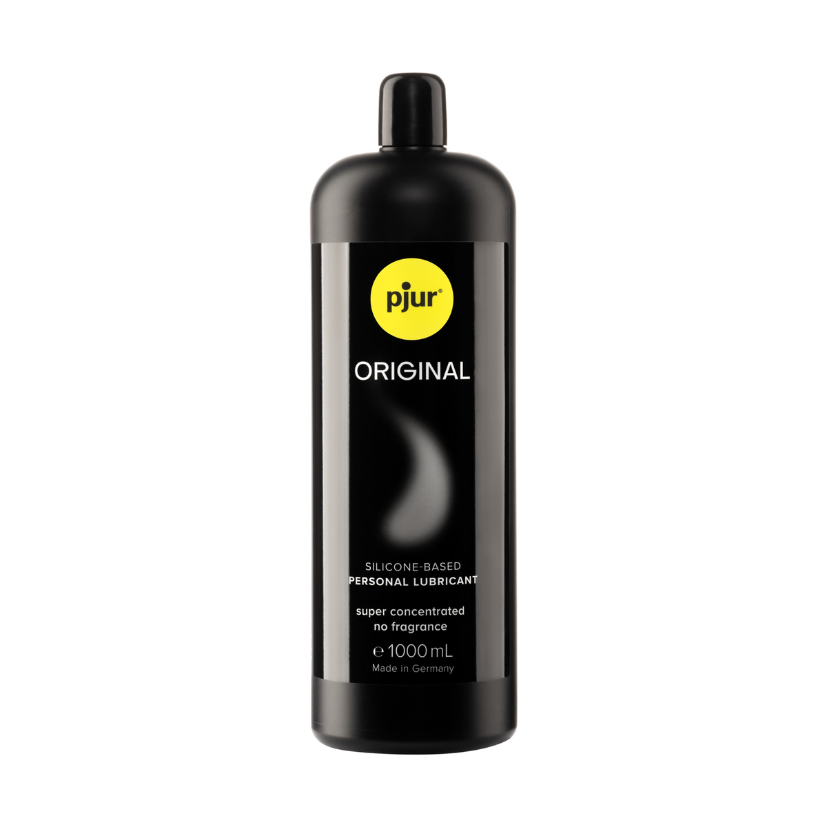 A large black bottle of Pjur Original lubricant is shown against a white background. Imagen principal del producto