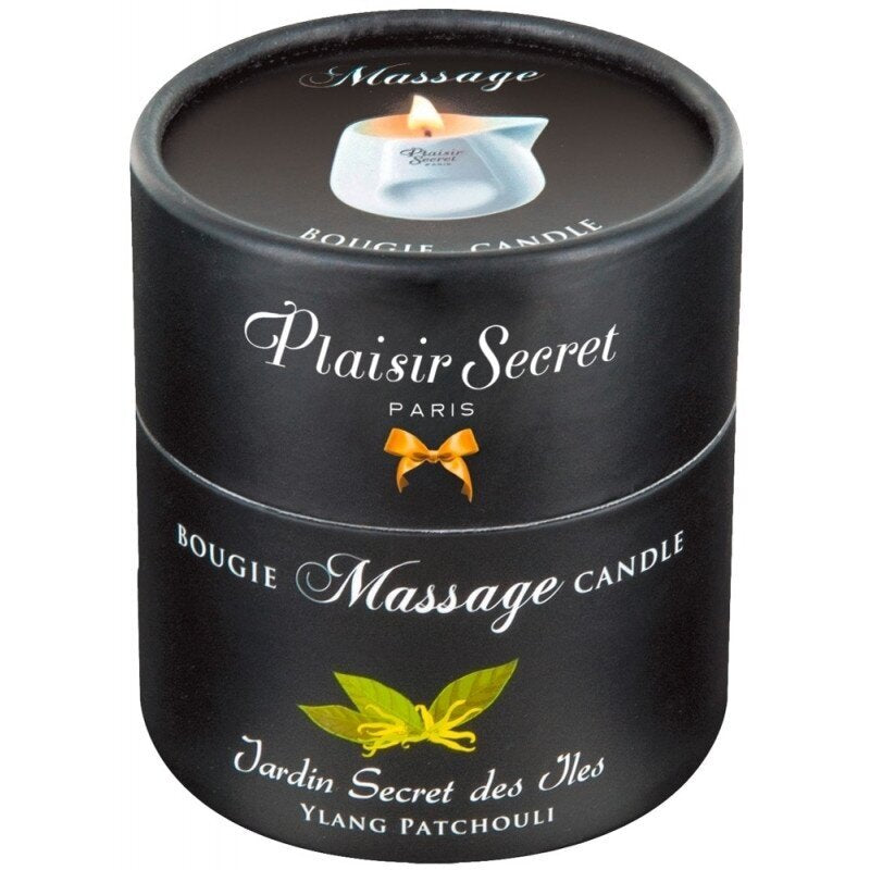 Plaisir Secret YLANG Bougie Massage Candle 80ml in white background. Imagen principal del producto