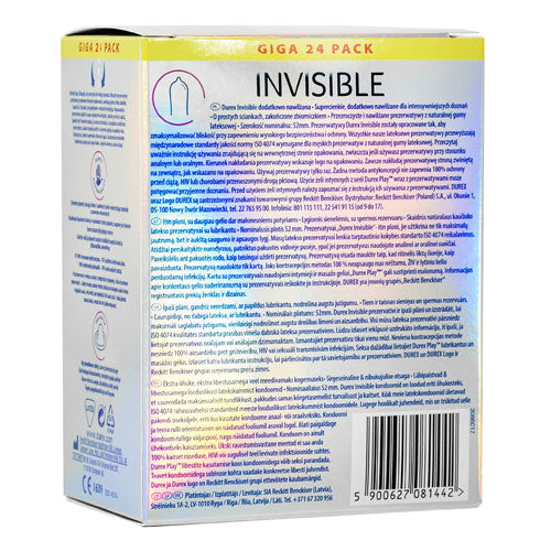 Durex Invisible Lubricated Paquete de 24 Imagen secundaria del producto