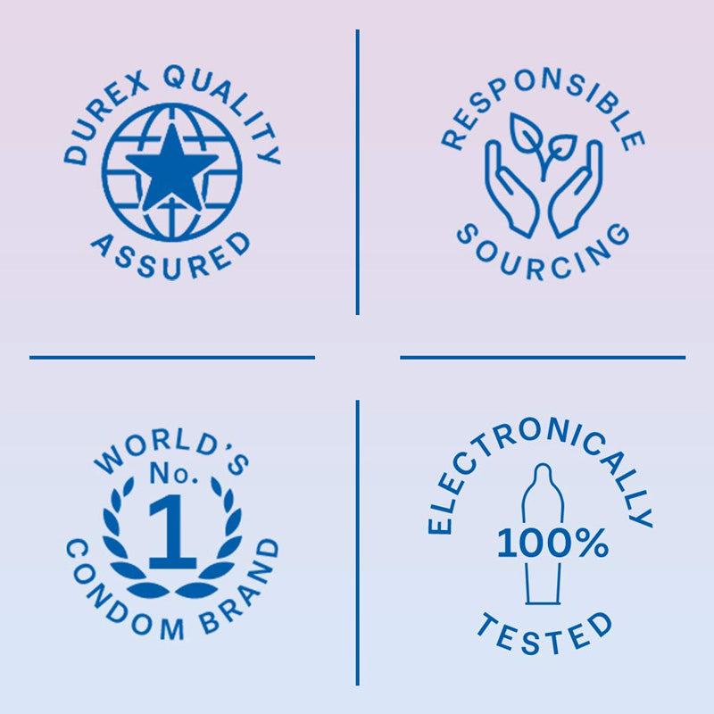 'Durex Quality Assured, responsible sourcing, world's condom brand, electronically tested' Durex Invisible Super Thin Condoms Box of 3