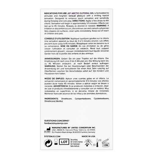 System JO ARCTIC Clitoral Stimulant 10ml Imagen secundaria del producto