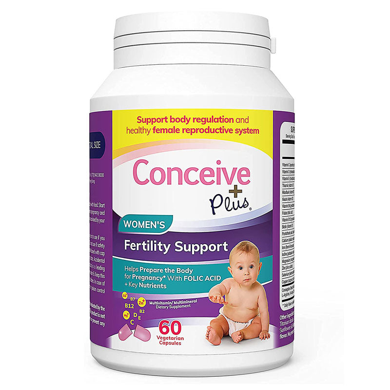 Sasmar Conceive Plus Women's Fertility Support 60 caps Bottle Front | WorldCondoms Imagen principal del producto